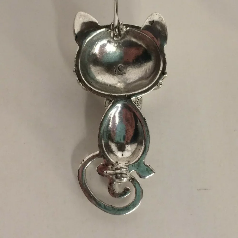 Liz Claiborne Mouse Pin Rhinestone Brooch Blue Eye Costume Jewelry Heart Nose - Picture 4 of 8